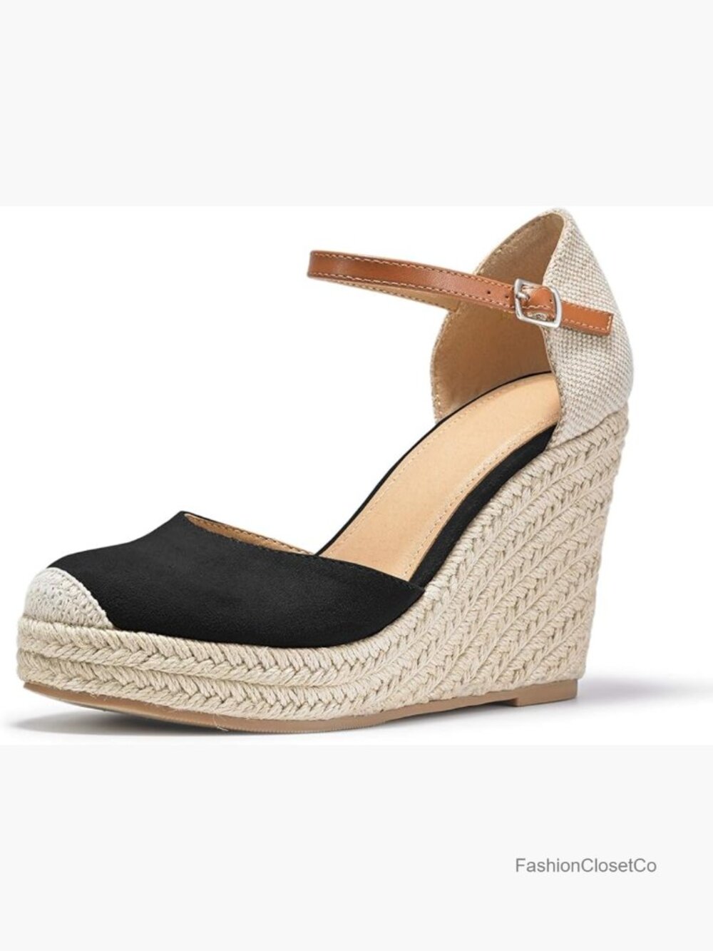 Women's Espadrille Wedge Sandals Closed Toe Ankle Strap Platform Heels